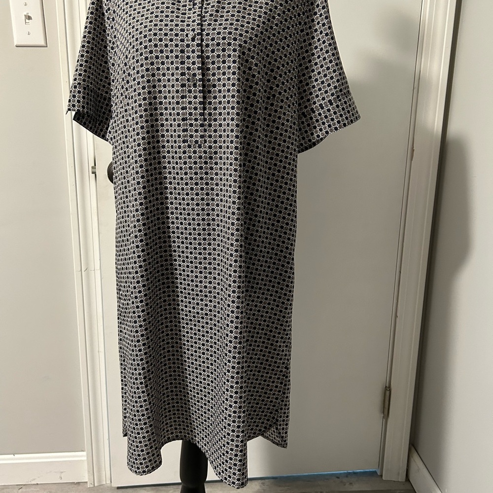 Blue and White Geometric Pattern Dress